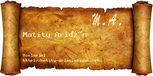 Matity Arián névjegykártya